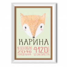 Постер метрика на рождение "Хитрая лиса"