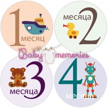 Наклейки с месяцами для новорожденных "Любимые игрушки"